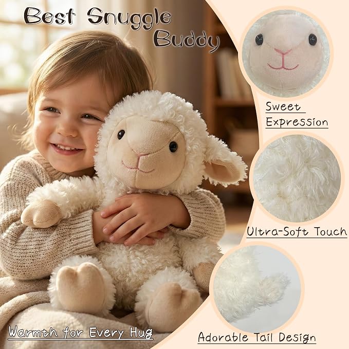 Stuffed Animal Plush Toy Soft Plushie Cuddly Sheep Cute Plush Toy for Kids Toddlers Soothing Sleep Birthday Christmas Nursery Decor Party Favors