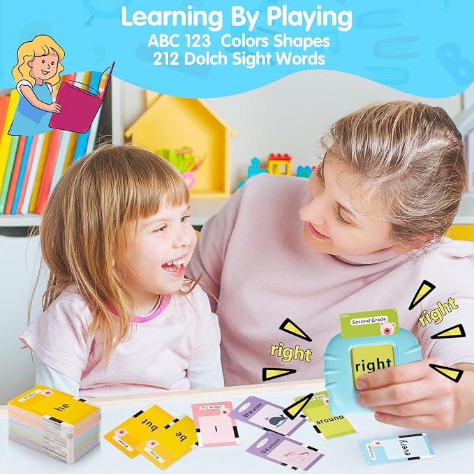 QuTZ Talking Flash Cards,ABC Learning for Toddlers 2-4, Autism Toys, Speech Therapy Toys, Educational Words Flash Cards Kindergarten for Boys and Girls, 272 Sight Words
