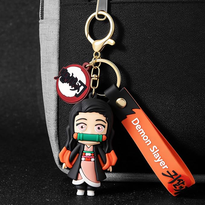 Anime Slayer Novelty Keychain, Collectable Cartoon Mini Figure, Cute Fun Keyring Jewelry Gift for Men and Women