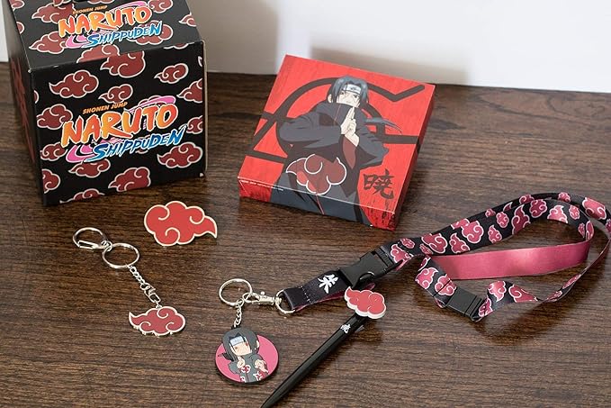 Just Funky Naruto Shippuden Akatsuki Collector Box, Itachi Uchiha Accessories & 5 Themed Collectibles, Fun Anime Collector