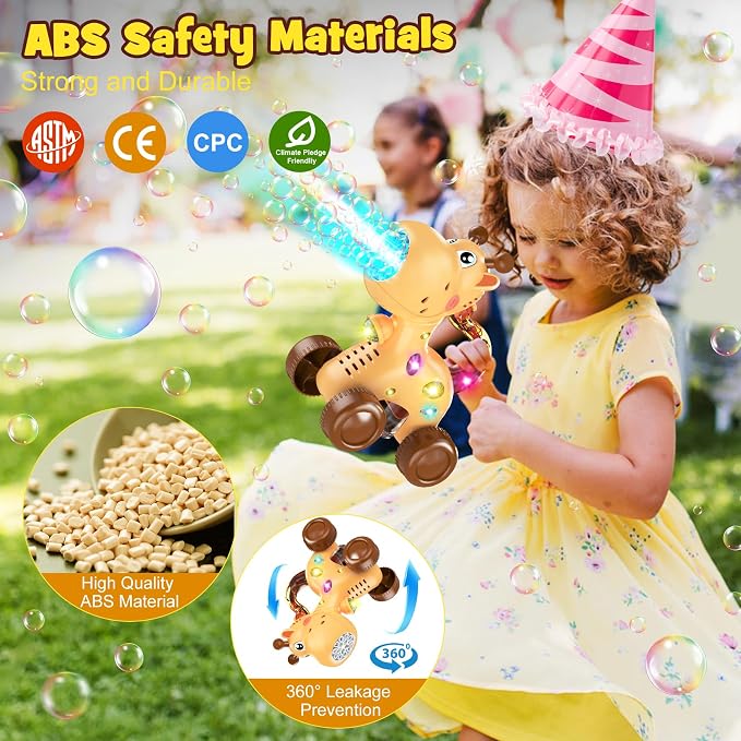 Nicmore Automatic Bubble Machine for Toddler 1-3: Giraffe Bubble Lawn Mover Outdoor Toy for 1 2 3 4 5 Year Old Boy Girl - Push or Handheld Bubble Maker Blower for Age 1-3 Kids Birthday Gifts
