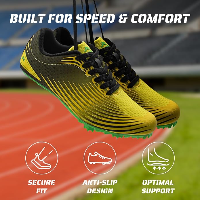 RUNIC Track & Field Shoes for Men, Women & Kids – Pro Running Spikes for Sprint, Race & Training – 7 Spikes + Extra Spikes & Wrench (US Men Size)