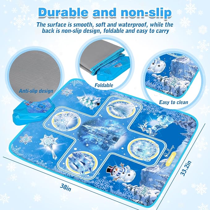 Kusntin Dance Mat for Kids, Adjustable Volume, Built-in Music, 5 Game Modes, Dancing Game Pad for 3 4 5 6 7 8+ Year Old Girls Boys, Dance Toys Gifts, Perfect Xmas Birthday Gifts…