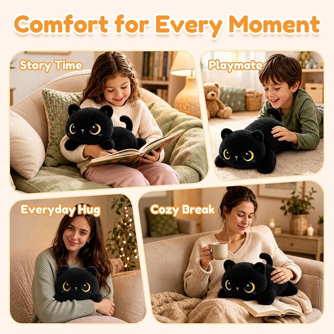 Black Cat Weighted Stuffed Animal, Soft Plush Toy Gift(10.6 Inch, 0.7 Lbs)