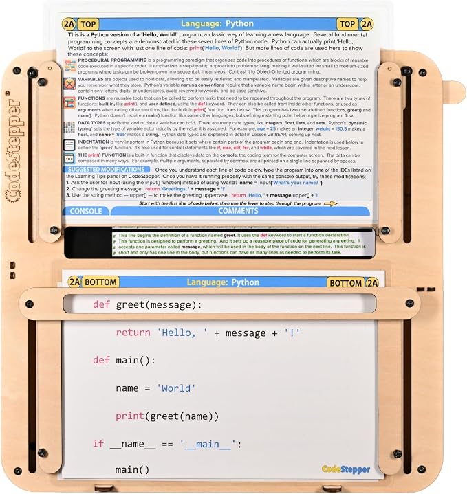 CodeStepper Screen-Free Python Coding & AI Learning Kit, Hands-On STEM Toy for Kids Ages 8-15, 7 Lesson Sets, Homeschool & Classroom Coding Kit, Made in the USA