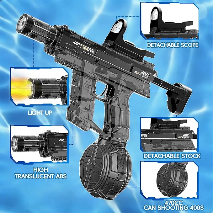 Electric Squirt Water Gun for Adult & Kids, Automatic Water Blaster Toy with Battery Powered, Long Range & High Capacity, Powerful Water Pistol for Outdoor Pool Beach Backyard Play Water Game
