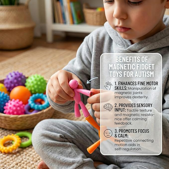 MAGMEN Airplane & Road Trip Toy Magnetic Fidget Toys 40PC Ultimate Set - 20 Classic + 20 Enhanced Grip X3 - STEM Travel Toys Kids ADHD Autism - Family Pack - Desk Toys Adults