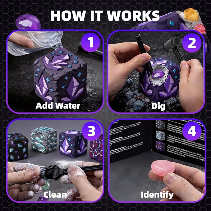 GobiDex Gemstones Dig Kit for Kids, Excavate 16 Real Gemstones, STEM Science Toy, Archaeology & Geology Science Gift for Boys and Girls Age 6+