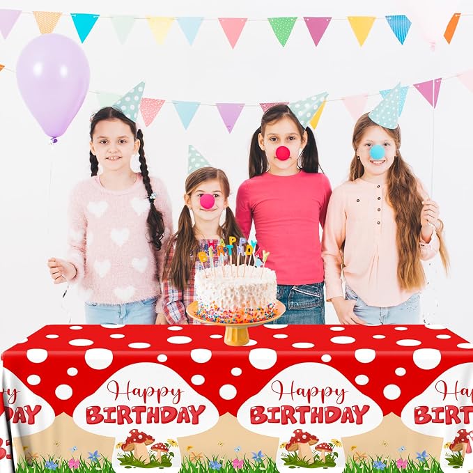 Mushroom Birthday Party Decorations, 3PCS Mushroom Tablecloth Plastic Table Cloth for Mushroom Party Decorations