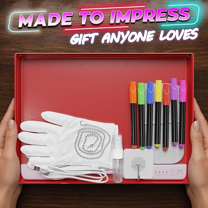 Upgraded 16” LED Drawing Board – Rechargeable, 7 Colors, 10 Light Modes, Adjustable Brightness – Acrylic Light Board for Tracing with Stand, Markers and Full Kit – Birthday Gift Set (Pink)