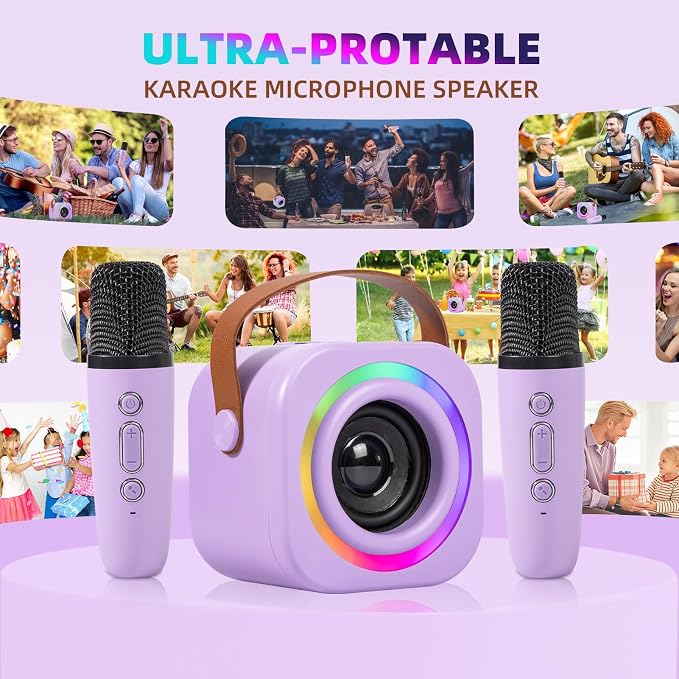 Mini Karaoke Machine for Kids with 2 Wireless Mics,TOP Singing Toys Birthday Gifts Ideas for Girls Ages 3,4,5,6,7,8,9,10,11,12+ Years Old,Great Gift Ages Girls,Boys Trend Party