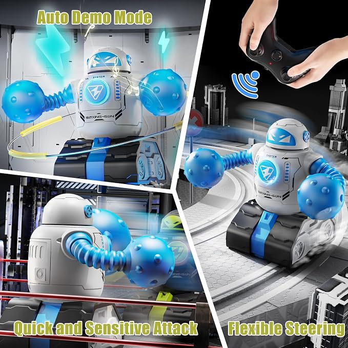 cxjoigxi Remote Control Fighting Robot Toys Set of 2, RC Ejecting Battle Bots with Light & Sound, Fun Electronic Battle Robots Game, Christmas Birthday Gifts for Kids Boys Age 5 6 7 8 9 10 11 12