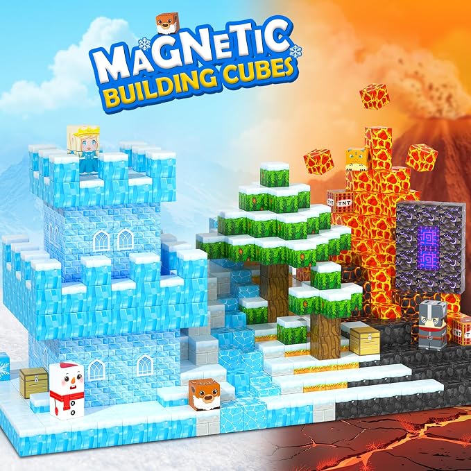 Coodoo 110PCS Magnetic Blocks - Build Mine Magnet World Magic Sword Portal Set, Magnet Kids Toys for Boys & Girls Age 3-5 4-8 5-7, STEM Magnetic Tiles Building Games Sensory Outdoor Toddler Toys