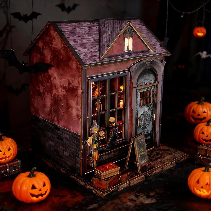 Magic Cabin Miniature Dollhouse with LED Lights, Vintage Furniture & Decor – Handcrafted Fantasy Shop Display for Home Decor, Collectibles & Gifts