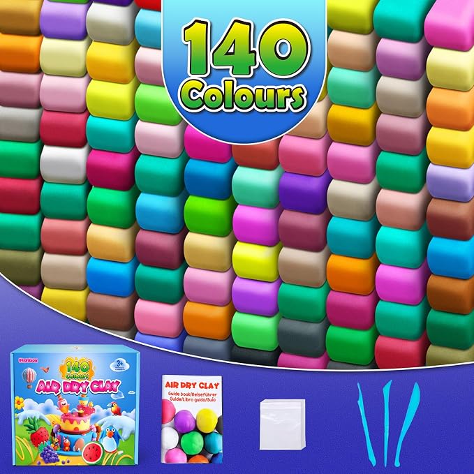 ESSENSON Air Dry Clay 140 Colors, Modeling Clay for Kids, DIY Molding Magic Clay, Gift for Kids