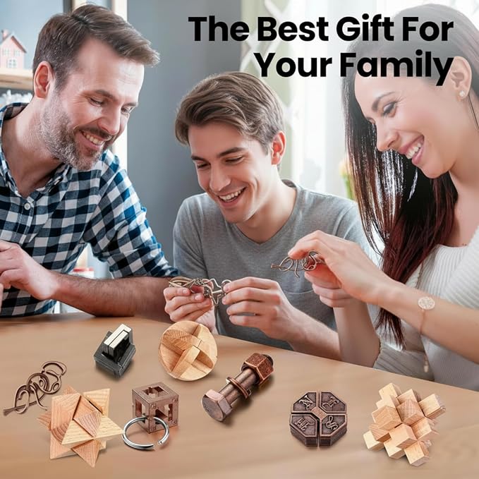 Syhood 14 Pcs Metal Brain Teaser Puzzles Ring Interlock Logic Puzzle IQ Game Lock Challenging Gift for Christmas Adults Party Table(Novelty)