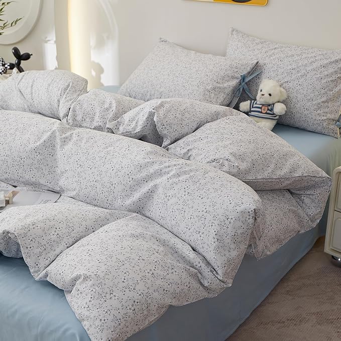 LifeTB Vintage Cottagecore Comforter Botanial Flowers Twin XL Comforter Set, Aesthetic Coquette Floral Bedding Comforter Set for All Seasons, Farmhouse Botanical Comforter with 2 Bowknot Pillowcases