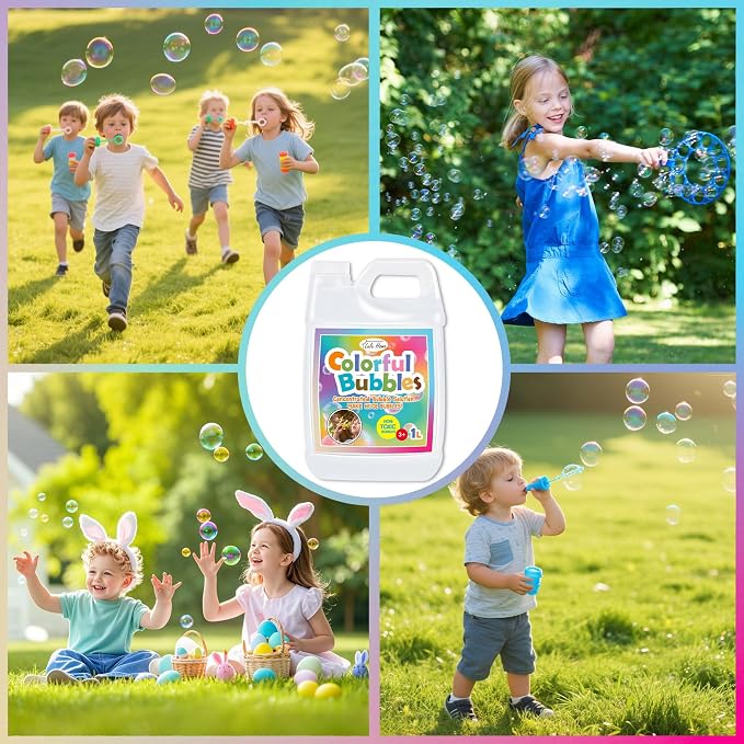 Lulu Home 2 Packs Bubble Concentrated Solution, Each 1 L/ 33.8 OZ Bubble Refill Solution for Kids Bubble Machine, Giant Bubble Wand, Bubble Blower Toys, Birthday Party Favors (White Bottle)