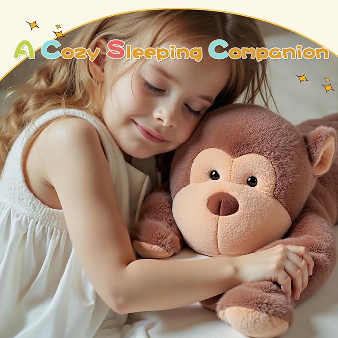 Large Weighted Monkey Stuffed Animal, 27" Big Soft Plush Toy,3.3lb Giant Cute Cuddly Gift for Babies, Boys, Girls,Girlfriend on Christmas, Valentine's Day