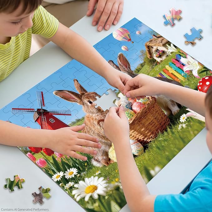 100 Pieces Puzzles for Kids Ages 4-8, Rabbit Educational Kids 100 Piece Puzzle, Children Jigsaw Puzzles Kids Puzzles, Educational Learning Puzzle Toys for Girls and Boys