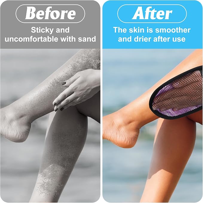 codree 2 Pcs Sand Wipe Off Mitts, Stripe Sand Remover for Beach, Beach Sand Remover Cleaner Mitts Bag, Beaches Travel Mitt for Outdoor Activities Volleyball Sandboxes