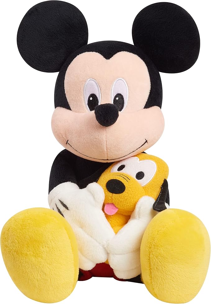 Disney Classics Lil Friends Mickey Mouse and Pluto 11.5-inch Large Plushie Stuffed Animal, Kids Toys for Ages 2 Up by Just Play