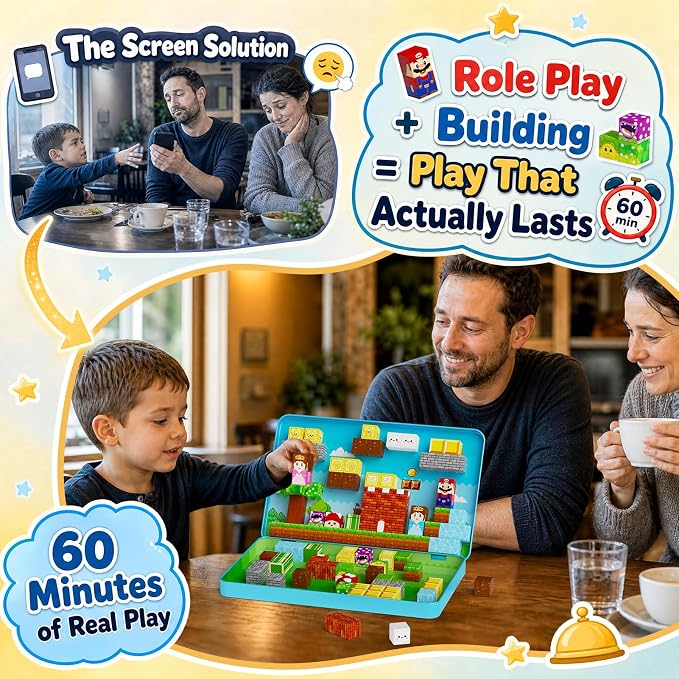 Magnetic Blocks for Kids Travel: 100PCS Portable Tin & Tiles - Adventure Figures 40-50dB Quiet 60-Min Play - Compact Car Plane Activities Ages 3-8