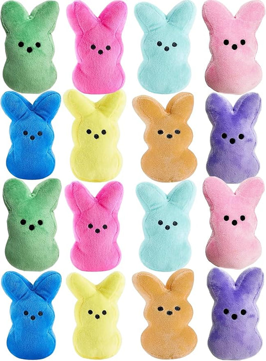 16PCS Easter Stuffed Bunny Plush Toys,Easter Bunny Bulk Stuffed Animals Plushie for Kids Boys Girls Toddler,Easter Basket Stuffers Egg Fillers
