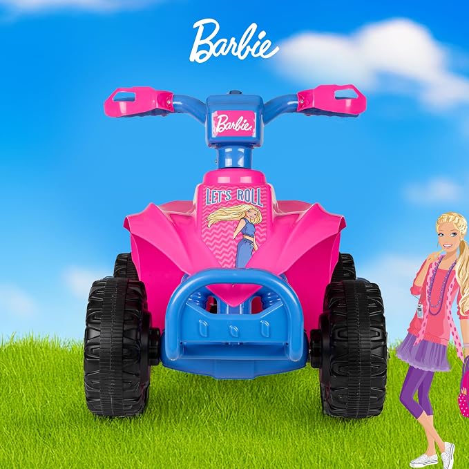 Barbie - 6V ATV Ride On Toy for Kids, LED Headlights, Battery Powered