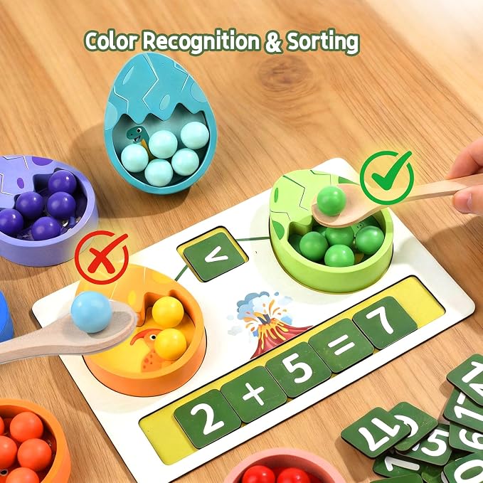 Kids Learning Toys Set, Montessori Math Game for Toddlers, Number Counting Toy Color Sorting Activities, STEM Toys for Preschool 3+ Boys Girls Birthday Gift