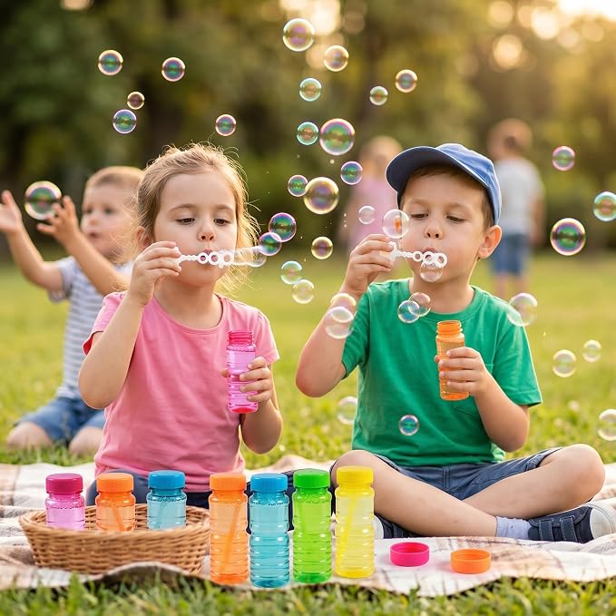 novelinks Big Bubble Bottle 12 Pack, 4oz Blow Bubbles Solution for Kids Novelty Summer Toy, Bubbles Party Favors Bubbles Bulk Assorted Colors Set