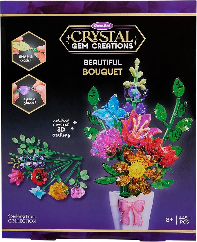 Crystal Gem Creations Beautiful Jewel Bouquet Kit by RoseArt, 275 Pieces, Great for Adults, Tweens and Children Ages 8+