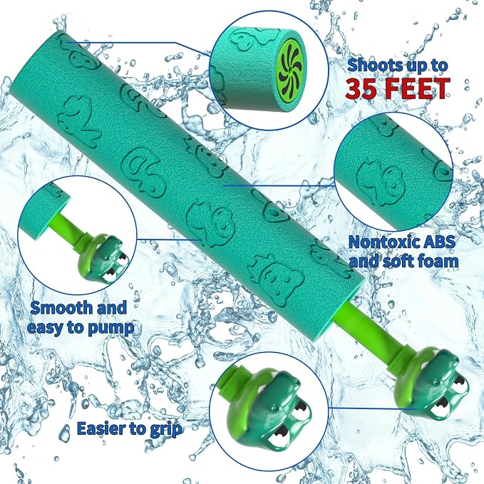 Water Guns for Kids, 6 PCS Foam Squirt Guns Water Blaster Set, Water Squirter Blaster Pool Toys for Kids Toddlers Boys Girls 4-8, 6-8-10-12, Shooter Swimming Pool Party Outdoor Beach Sand Play Game