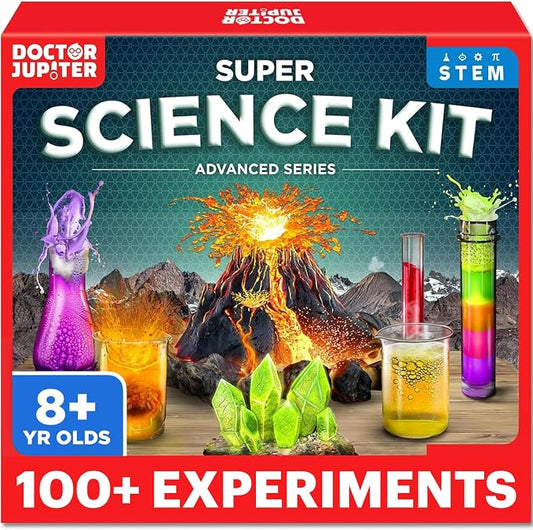Doctor Jupiter Super Science Kit for Kids Age 8-12 | STEM Toys for Ages 8-9-10-11-12-13-14 with 100+ Experiments | Birthday Gift Ideas for Boys & Girls 8+ Years Old | Crystal Growing Chemistry Set
