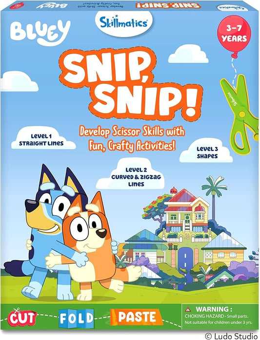 Skillmatics Bluey Scissor Skills Activity Book - Snip Snip, Preschool Cutting & Creative Activities, Felt Craft Kit, Fine Motor Skills Toys, Gifts for Boys & Girls Ages 3, 4, 5, 6, 7