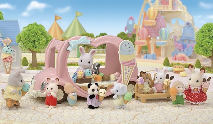 Calico Critters - Ice Cream Van - Calico Land Amusement Series – Kids Pretend Play Toy, Miniature Vehicle & Accessories Set, Ages 3+