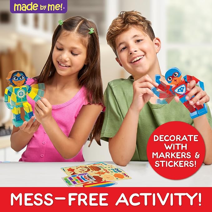 Made By Me Build & Paint Your Own Wooden Toys, DIY Wood Craft Kit, Easy to Assemble, Superhero Action Figures