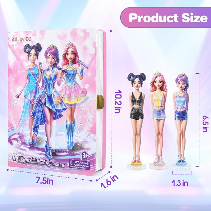 PainZieteg Magnetic Dress Up Dolls,Paper Dolls for Girls, Kids DIY Princess Magnetic Dress-Up Doll for Girl Birthday (Dress Up Box)