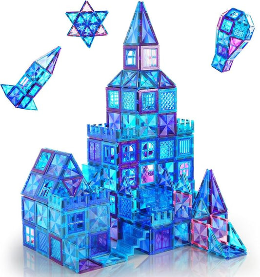 AFUNX Magnetic Tiles, 116PCS Magnet Building Blocks, 3D Diamond Magnetic Blocks, Construction Stem Toys for Kids, Educational Toys for Boys Girls Ages 3 4 5 6 7 8 (116 PCS)