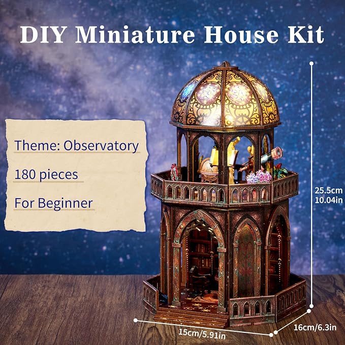 TOYQI Mini House Kit, DIY Miniature Dollhouse Book Nook Kits for Adult | 3D Wooden Puzzle Booknook with LED Light, Diorama Building Home Decor Gifts for Family Lovers