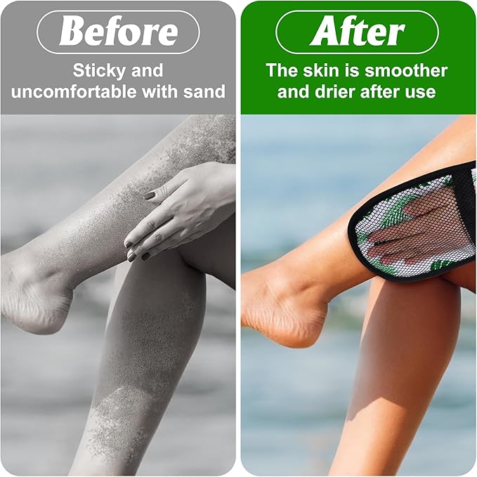 codree 2 Pcs Sand Wipe Off Mitts, Hawaii Theme Sand Remover for Beach, Beach Sand Remover Cleaner Mitts Bag, Beaches Travel Mitt for Outdoor Activities Volleyball Sandboxes