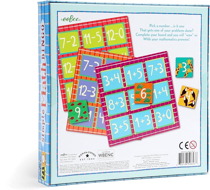 eeBoo: Simple Math Bingo Game for Kids Ages 5+, Addition & Subtraction Learning Game That Builds Skills & Conversation