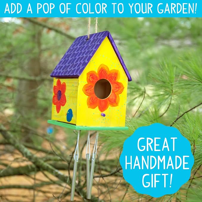 Made By Me Build & Paint Your Own Wooden Toys, DIY Wood Craft Kit, Easy to Assemble, Birdhouse