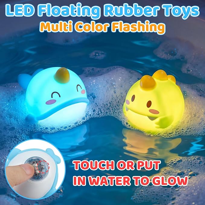 Light Up Dinosaur Bath Toys for Kids Ages 1-3 4-8, Bath Bubble Machine with Music, Bubble Maker for Bathtub, Floating Animal Bathtub Water Toys for Toddlers 2 3 4 5 Year Old Boys Girls Birthday Gift