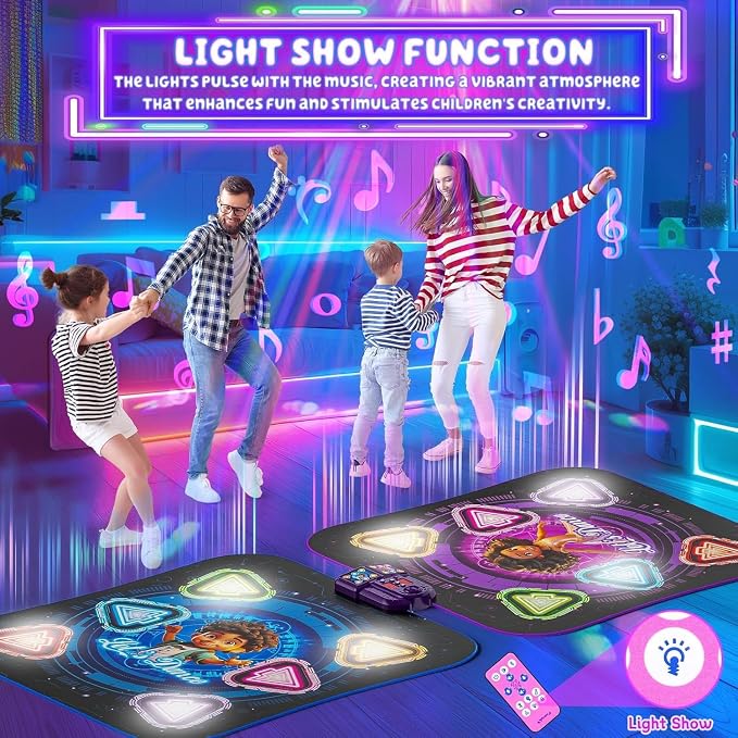 Dance Mat, 2026 Rechargeable Light-Up 2-Player Opposing Dance Pad with Bluetooth, 12-Button Music Dancing Toy, Christmas Birthday Gift for 3-12 Year Old Boys Girls