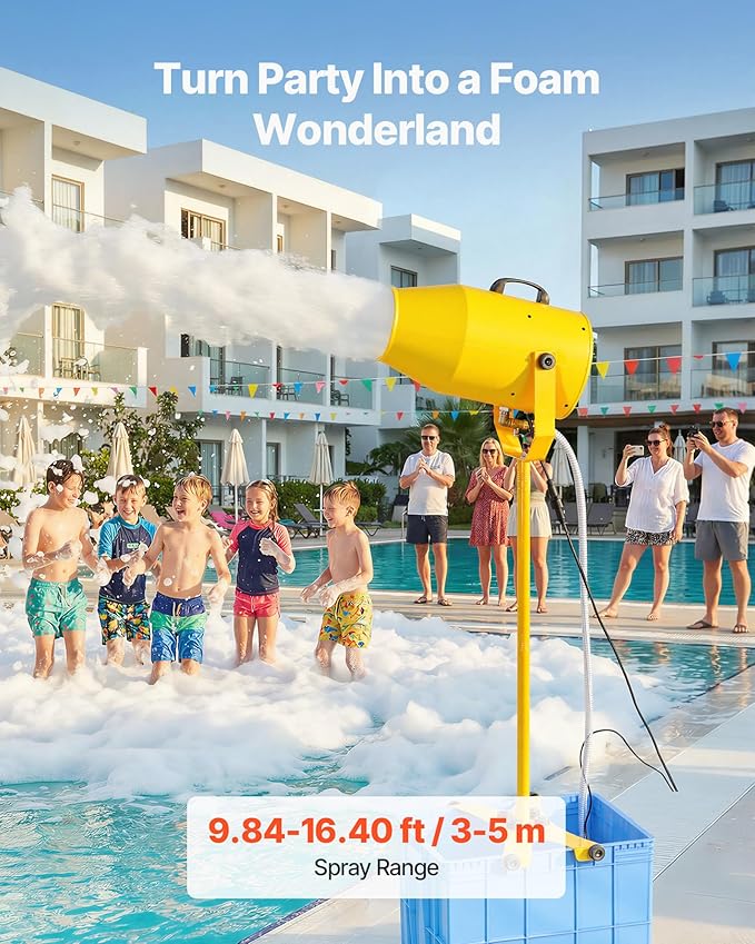 VEVOR Foam Machine, 9.84 to 16.40 ft Spray Distance Foam Cannon Party Machine, Bubble Cannon with 74QT Water Tank, Stable Vertical Design, Dense Foams Maker for Gatherings, Celebrations & Par