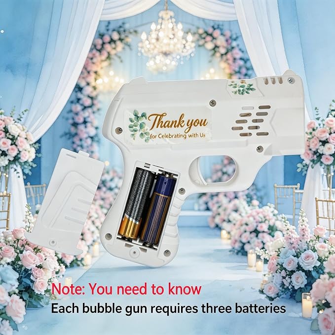 White Bubble Guns for Wedding, 24 Pack Wedding Bubble Gun Machine Party Set, Automatic Bubble Guns with Bubble Concentrate, Suitable for All Types of Parties and Events (Without Battery)