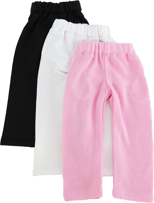 American Fashion World Pink, Black, and White Leggings for 14-Inch Dolls | 3 Pack | Premium Quality & Trendy Design | Dolls Clothes | Outfit Fashions for Dolls for Popular Brands