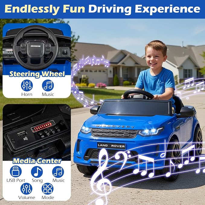 Costzon Ride on Car, Licensed Land Rover Discovery Sport Electric Vehicle, 12V Kids Car with Parent Remote Control, Music, Horn, Song, Gift for Aged 3+ (Blue, 38” x 24” x 17”(L x W x H))