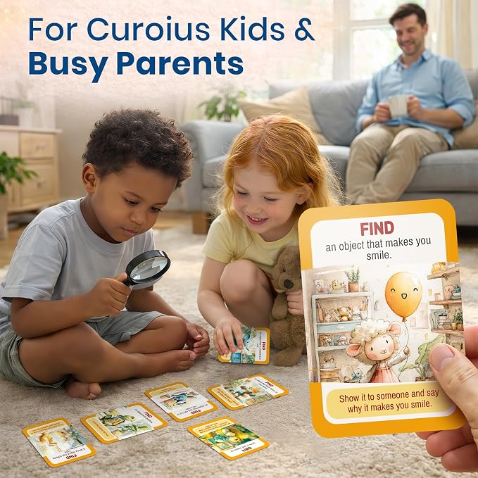 QUOKKA Scavenger Hunt Game for Kids Ages 4–8 – Indoor Adventure Card Set with 100 Tasks for Rainy-Day Play, Home & Classroom Learning Activities